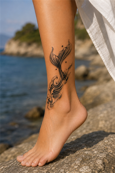 Balık Sonradan Kararan Yarı Kalıcı Geçici Dövme Tattoo