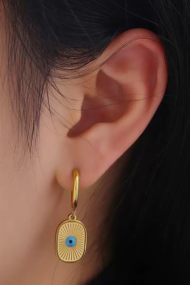 Altın Renk Göz Figürlü Çelik Küpe (Çift)