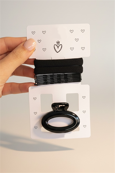 Siyah Renk Mandal Toka Tel Toka Ve Lastik Toka Set