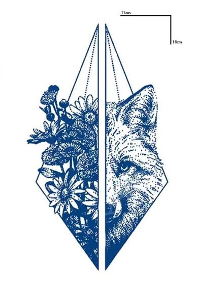 Kurt Figürlü 12 Saat Sonra Kararan Geçici Orta Dövme Tattoo