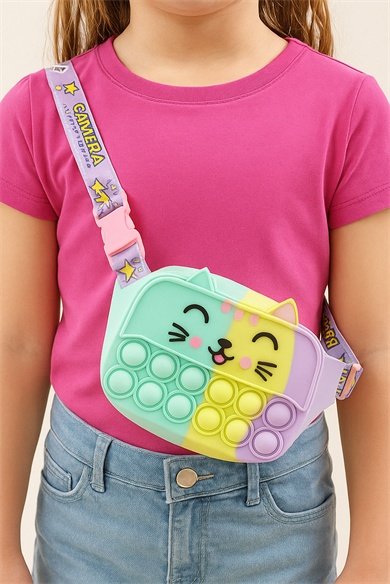 Karışık Renk Kedi Figürlü Çocuk Pop-İt Çanta