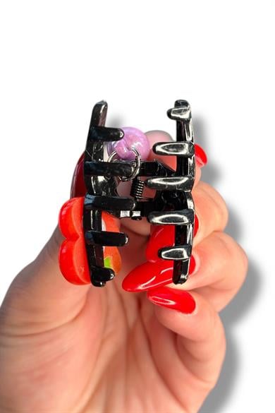 10lu Siyah Renk Kiraz Figürlü Mini Çocuk Mandal Toka Set