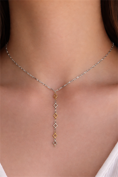 Altın Ve Gümüş Renk Çelik Y Kolye