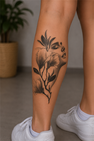 Çiçekli Kız Geçici Dövme Tattoo