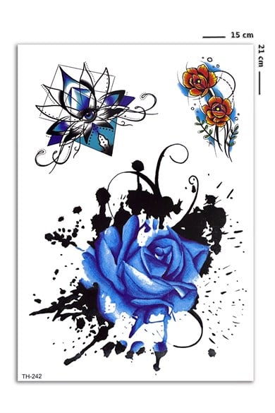 Mavi Gül Geçici Dövme Tattoo