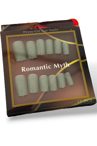 12li Yeşil Renk Kedi Gözü Yansımal Takma Tırnak Set (Yapıştırıcılı)