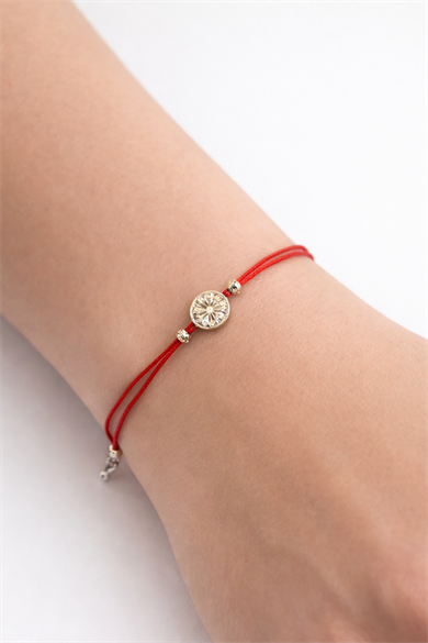 Kırmızı Renk Taşlı İp Detaylı Xuping VİP Bileklik