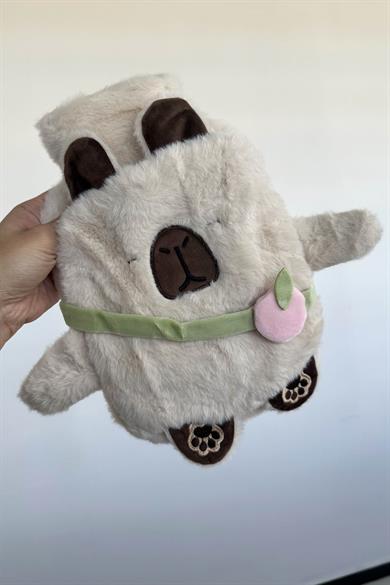 Krem Renk Kapibara Figürlü Peluş Sıcak Su Torbası