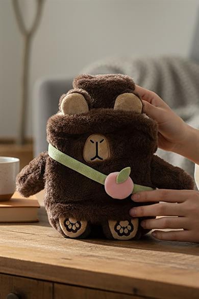 Kahverengi Kapibara Figürlü Peluş Sıcak Su Torbası