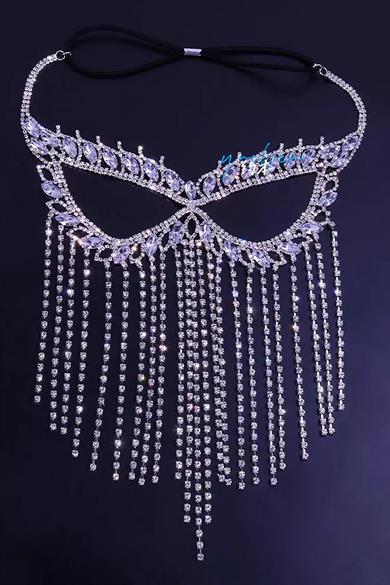 Gümüş Renk Taşlı Parti Maskesi