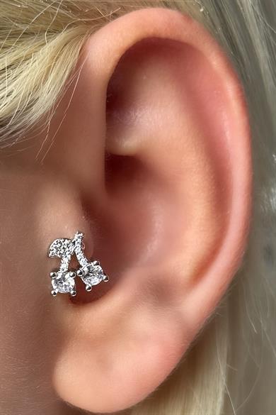  Gümüş Renk Kiraz Figürlü Çelik Tragus/Kıkırdak Küpe/Piercing (Tek)  Adres Oluştur 