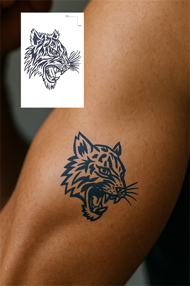 Kaplan Figürlü 12 Saat Sonra Kararan Geçici Dövme Tattoo