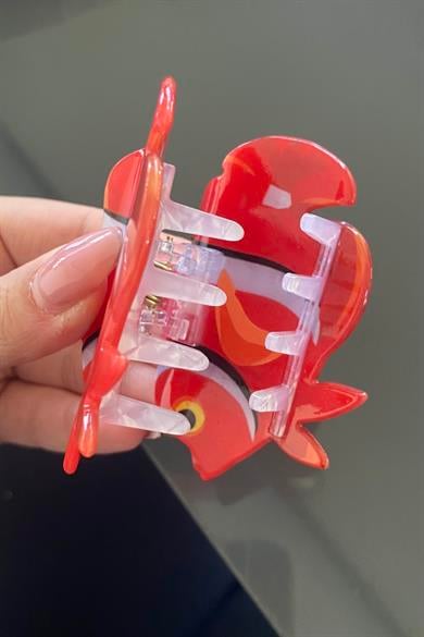 Turuncu Renk Balık Figürlü Kemik Mandal Toka