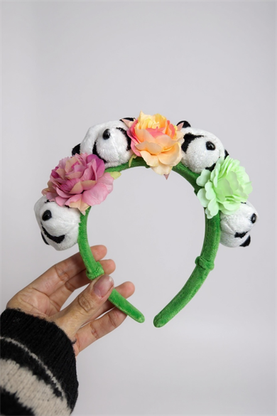 Panda Ve Çiçek Figürlü Peluş Taç