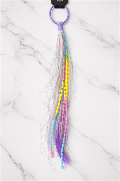 Beyaz Ve Mor Renk Saç Detaylı Lastik Toka