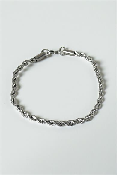 Gümüş Renk Burgu Detaylı Çelik Erkek Bileklik