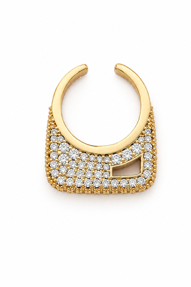 Altın   Renk Taş Detaylı TX Ear Cuff (Tek)