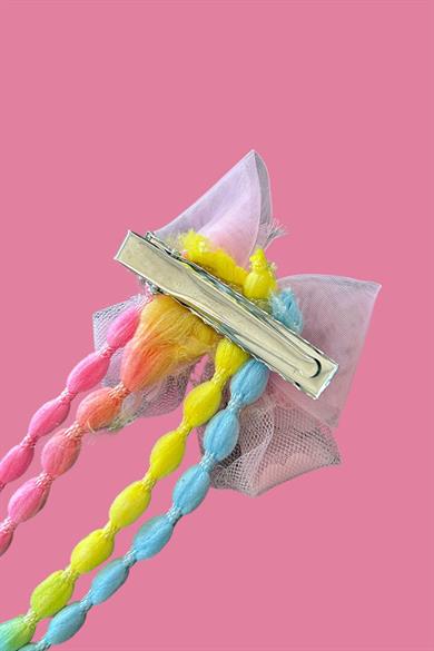 Karışık Renk Kurdele Figürlü Sallantılı Çocuk Yan Toka