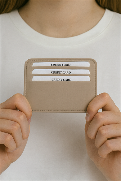 Bej Renk Deri Kadın Cüzdan/ Kartlık
