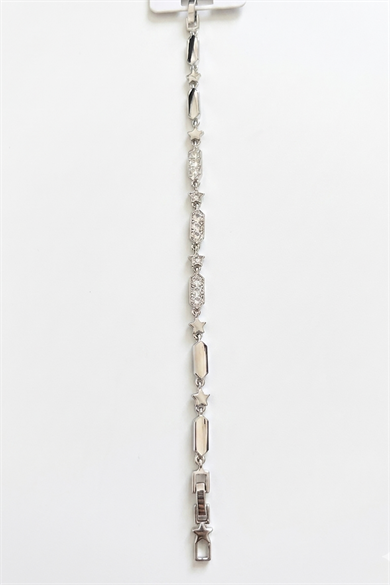 Gümüş Renk Yıldız Figürlü Taş Detaylı 14K Altın Kaplama CM Bileklik