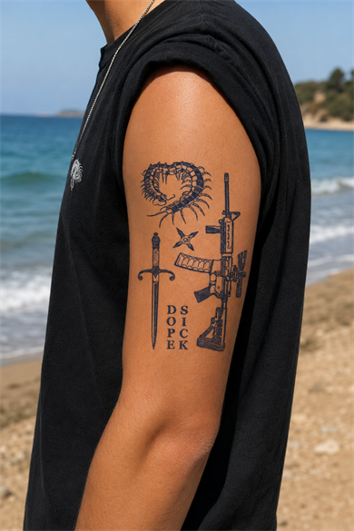 Silah Sonradan Kararan Yarı Kalıcı Geçici Dövme Tattoo