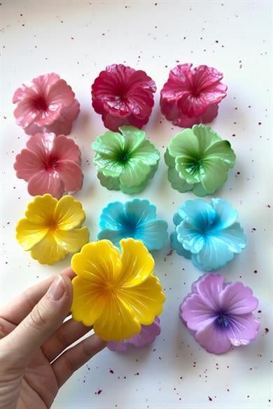 12li Karışık Renk Çiçek Figürlü Mandal Toka Set