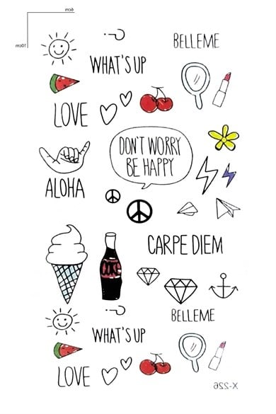 Çoklu Figürlü Mini Geçici Dövme Tattoo