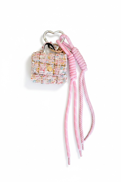 Pembe Renk Mini Cüzdan Detaylı Çanta Charm/ Anahtarlık