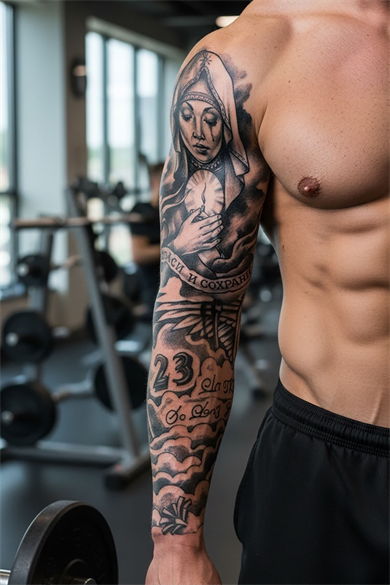 Rahibe Figürlü 12 Saat Sonra Kararan Geçici Kol Dövme Tattoo