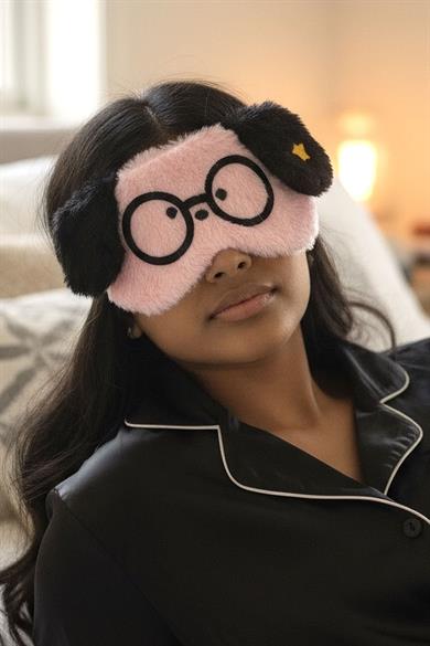 Pembe Renk Köpek Figürlü Peluş Uyku Bandı