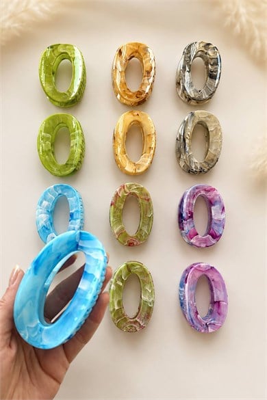 12li  Karışık Renk Kemik Mandal Toka Set