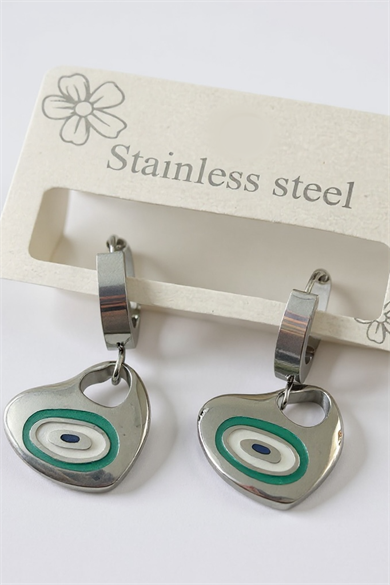 Gümüş Renk Göz Detaylı Çelik Küpe (Çift)