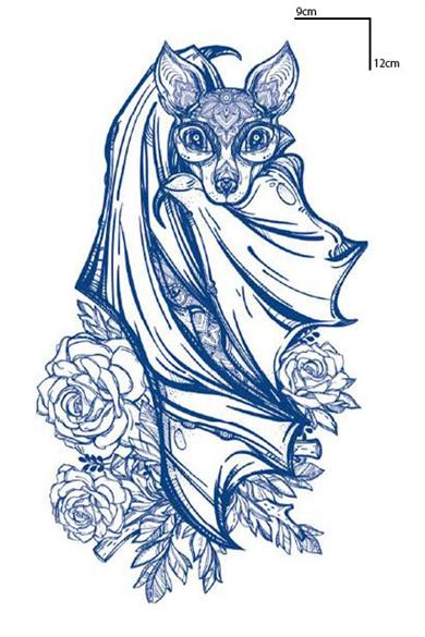 Yarasa Figürlü 12 Saat Sonra Kararan Geçici Dövme Tattoo