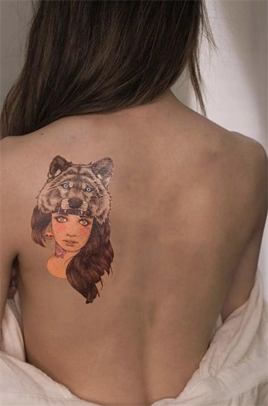 Kadın Ve Kurt Modelli Geçici Dövme Tattoo