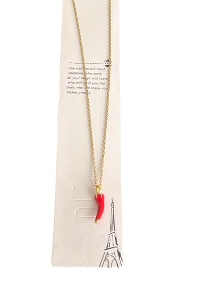 Altın Renk Biber Figürlü Çelik Şans Kolye