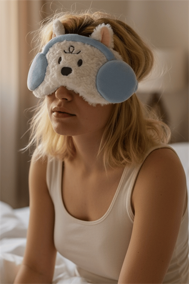 Karışık Renk Köpek Figürlü Peluş Uyku Bandı