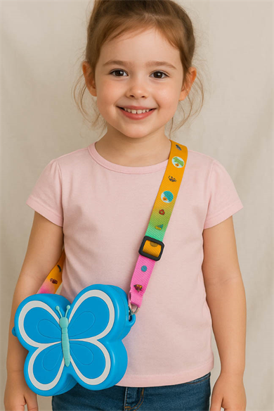 Mavi Renk Kelebek Figürlü Pop-it Çocuk Çanta