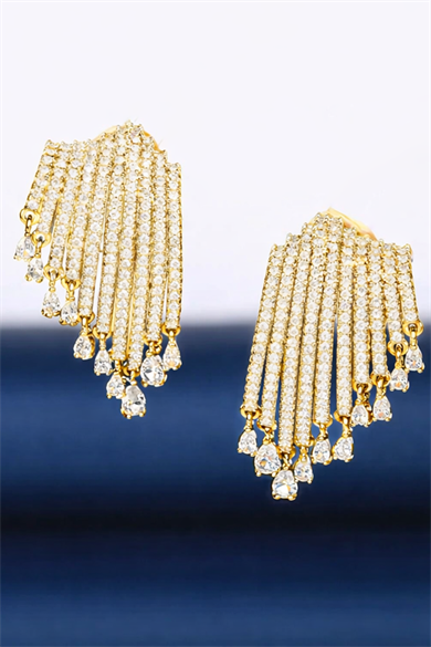 Altın Renk Taşlı Abiye Küpe (Çift)