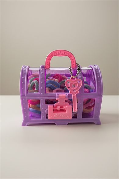 Mor Renk Sandıklı Havlu Toka Set