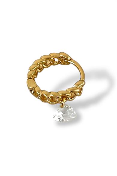 Altın Renk Taş Detaylı Çelik Halka Tragus/Kıkırdak Küpe/Piercing (Tek)