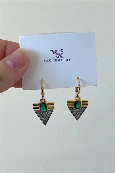 Altın Renk Taş Detaylı YSX Küpe (Çift)