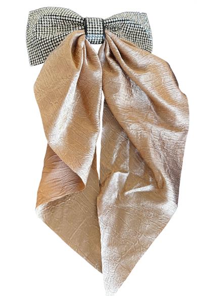 Bej Renk Taş Detaylı Kurdele Otomat Toka