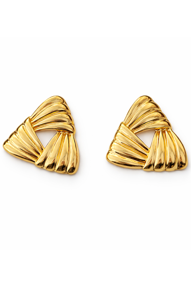 Altın Renk Üçgen Figürlü Küpe (Çift)