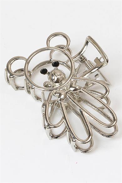 Gümüş Renk Ayıcık Figürlü Metal Mandal Toka