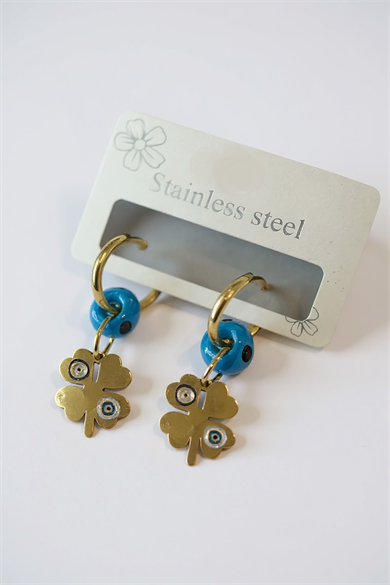 Altın Renk Göz Figürlü Çelik Küpe (Çift)