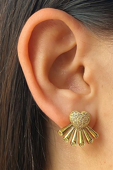 Altın Renk Taş Detaylı YSX Küpe 