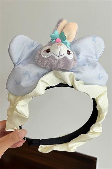 Lila Renk Tavşan Figürlü Peluş Kulaklı Taç