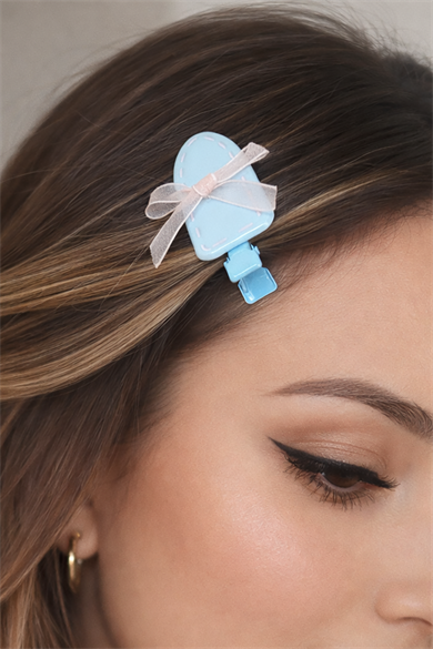 Mavi Renk Kurdele Detaylı Yan Toka