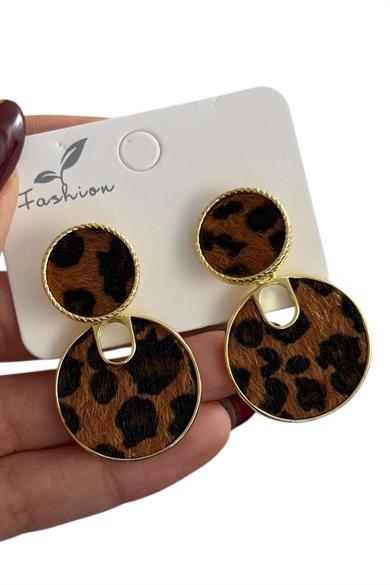 Leopar Figürlü Sallantılı Küpe (Çift)