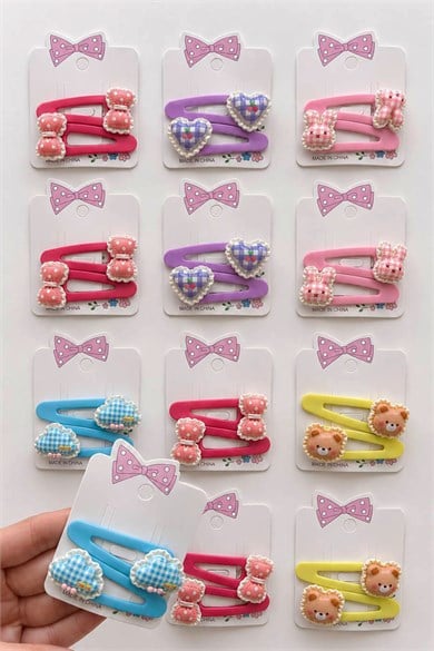 12li Karışık Renk Yan Toka Set